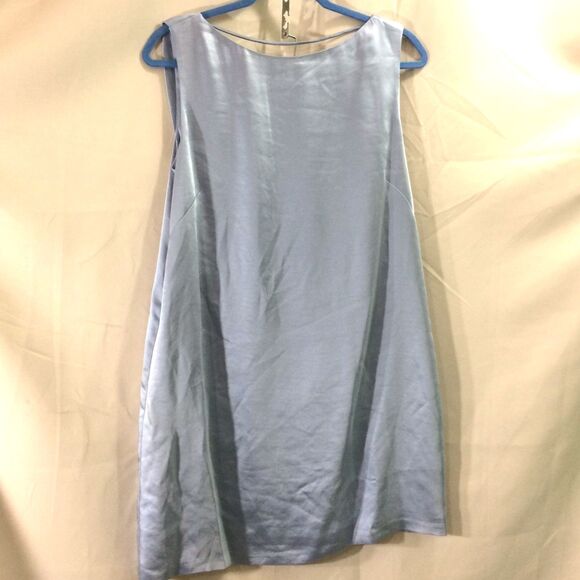NEW Kenneth Cole NWT Blue Satin Shift Dress Size 8 Sleeveless Draped Back - Picture 4 of 6
